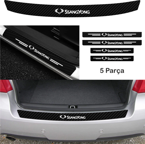 Ssangyong Actyon İçin Özel Uyumlu Aksesuar Oto Bağaj Ve Kapı Eşiği Özel Sticker Set Karbon