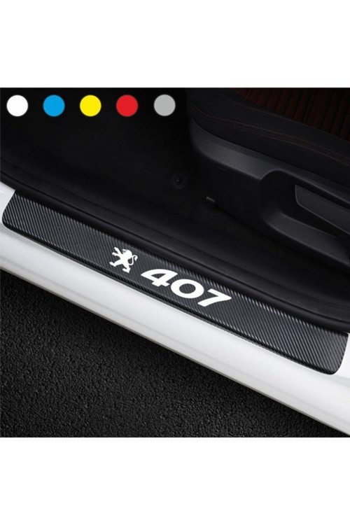 Peugeot 407 İçin Özel Uyumlu Aksesuar Oto Kapı Eşiği Özel Sticker Karbon 4 Adet