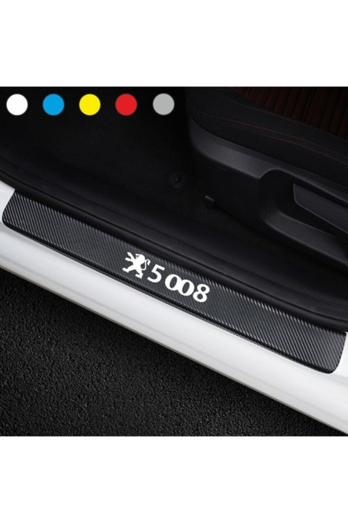 Peugeot 5008 İçin Özel Uyumlu Aksesuar Oto Kapı Eşiği Özel Sticker Karbon 4 Adet