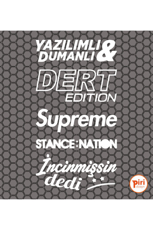 Oto Arka Cam Özel Sticker Set Model 65 Beyaz 40*25 Cm