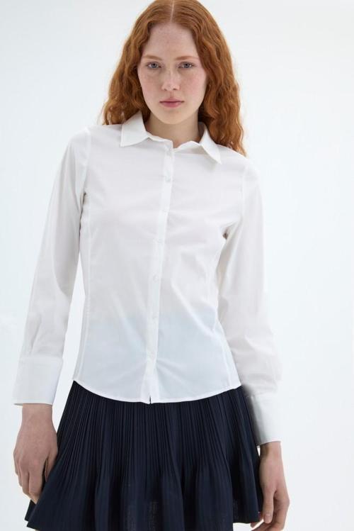 Quzu Kadın slimfit gömlek likralı