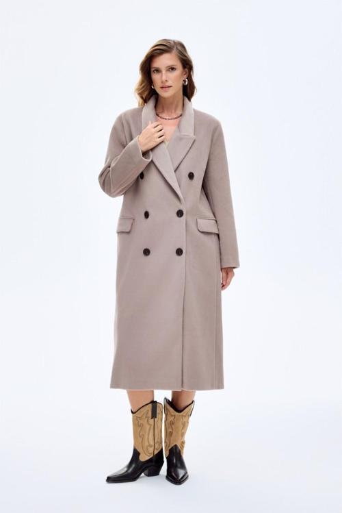 Vatkalı Yırtmaçlı Uzun Kaşe Kaban Vizon