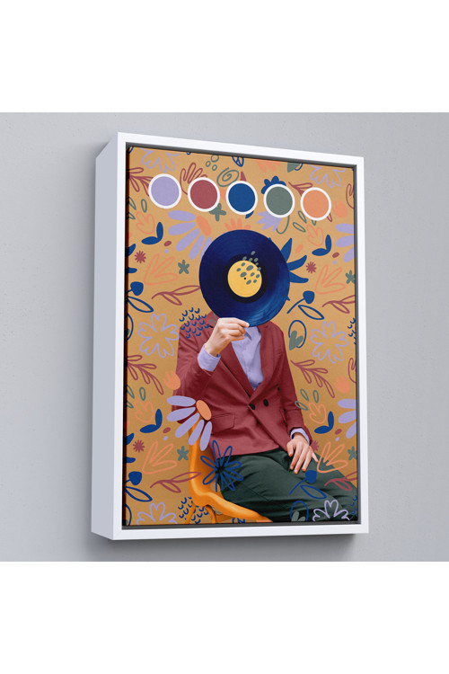 Çerçeveli Sansalyede Oturan Adam Pop Art Tablo-7978