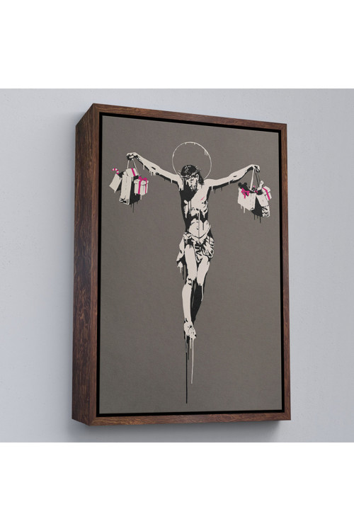 Çerçeveli Alışveriş Torbalı İsa Tablosu - Christ With Shopping Bags-8094