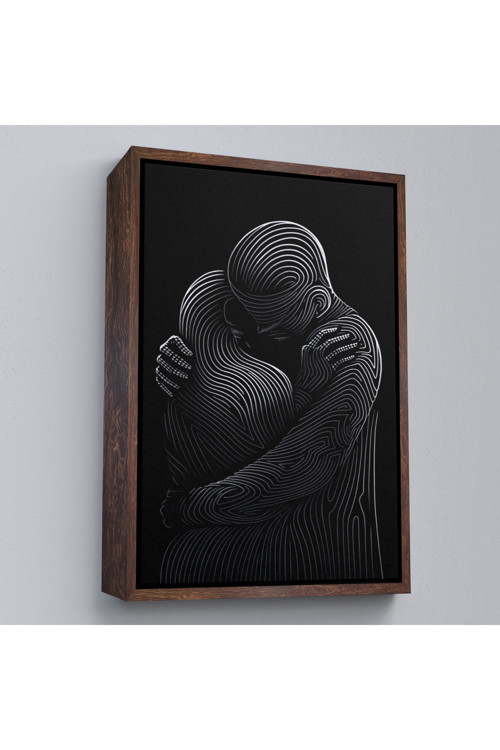 Çerçeveli Linear Hug Sarılan Çift Tablosu-7819