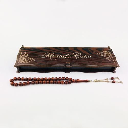 İsme Özel Ahşap Kutusunda Küre Kesim Hakiki Kuka Tespih Tesbih