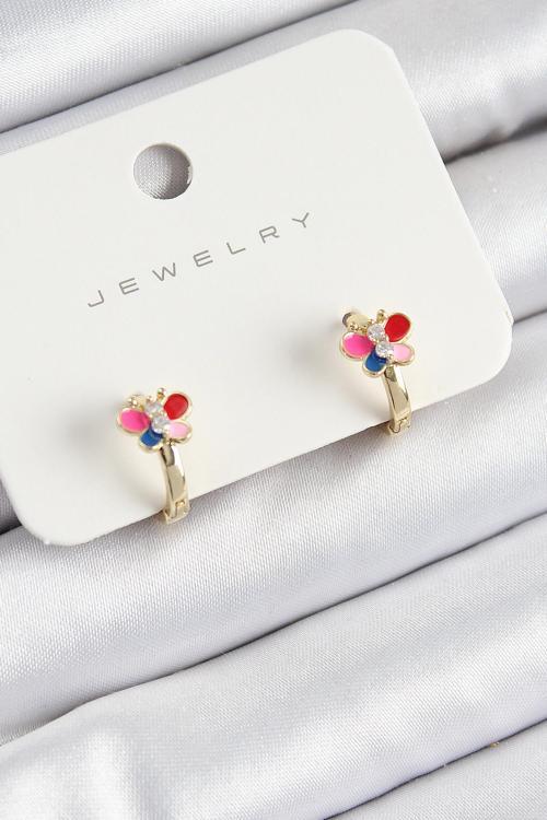 Pirinç Zirkon Taşlı Renk Çocuk Küpe