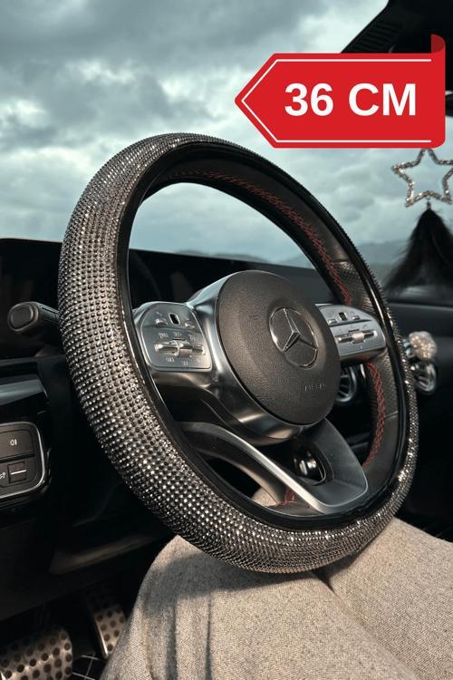 36 Cm Füme Full Pırlanta Direksiyon Kılıfı-Taş Direksiyon