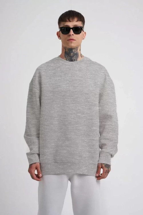 Unisex Biskilet Yaka Üç İplik SweatShirt