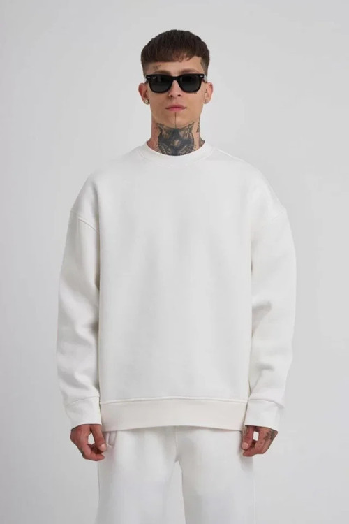 Unisex Biskilet Yaka Üç İplik SweatShirt
