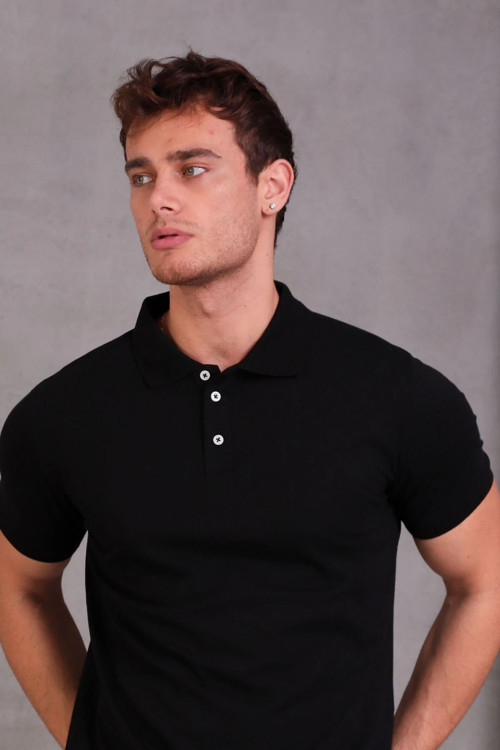 Erkek Slim Fit Pamuklu Yumuşak Doku Nefes Alan Kumaş Yakalı Tişört