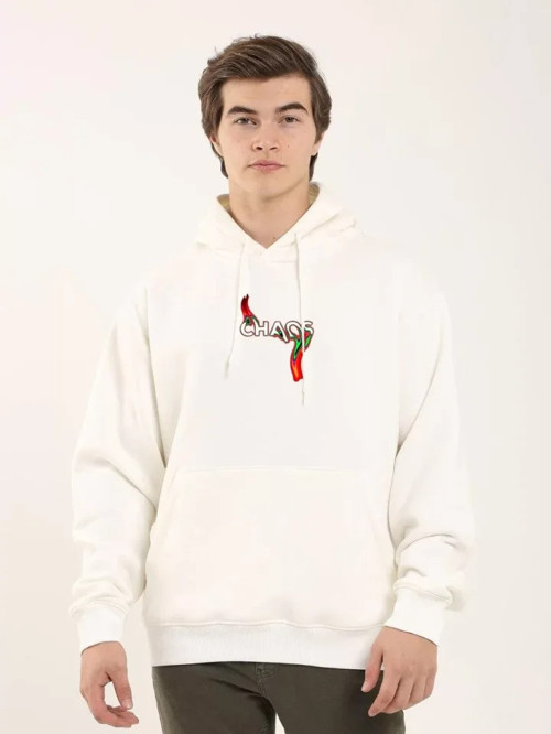 Unisex Baskılı Oversize Üç İplik Kapüşonlu Sweatshirt