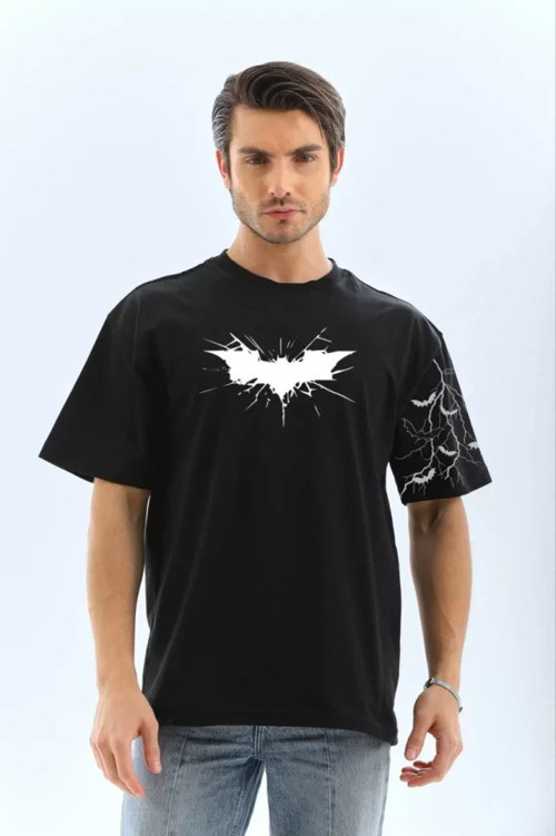Unisex Ön Ve Kol Baskılı Oversize Tshirt