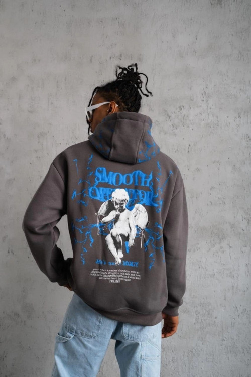 Erkek Yıldırım Baskılı Kapşonlu Sweatshirt