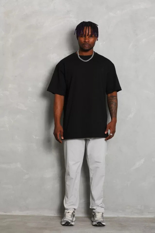 Unisex Oversize Düz Bisiklet Yaka TShirt