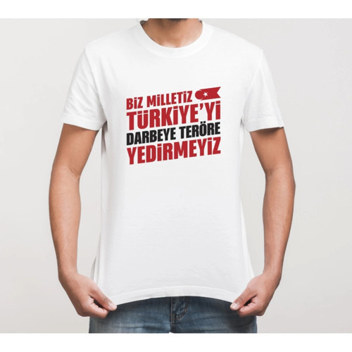 15 Temmuza Özel Tasarım YEDİRMEYİZ Baskılı Tshirt