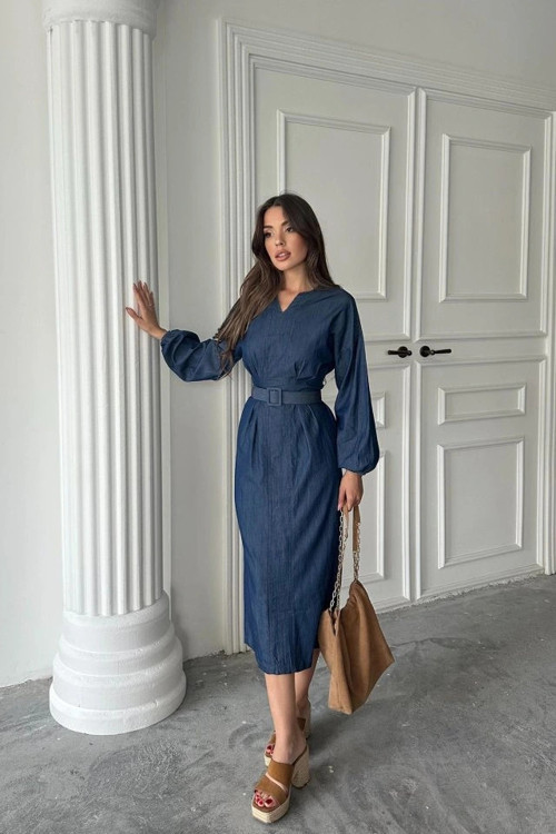 Tencel Uzun Kollu Elbise