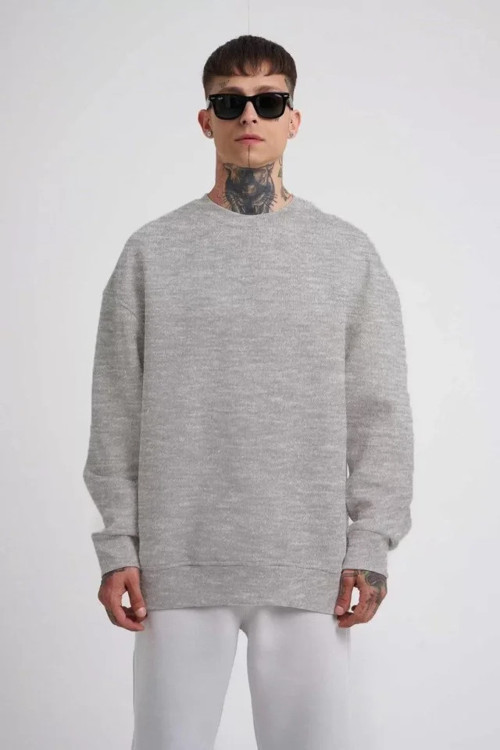 Unisex Biskilet Yaka Üç İplik SweatShirt