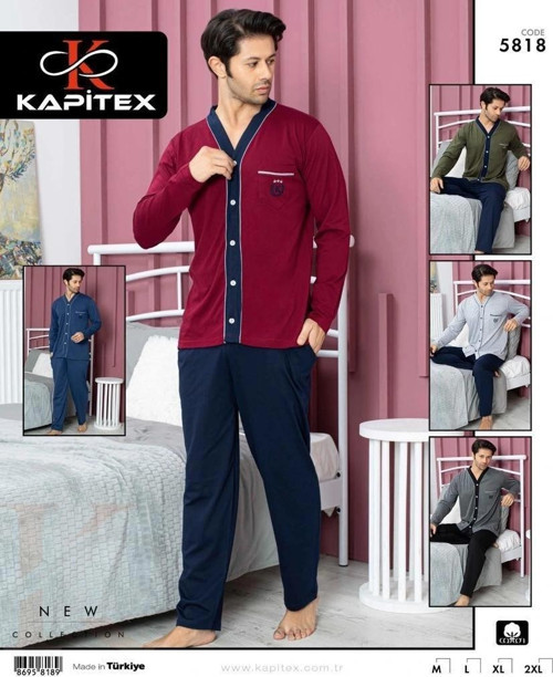 Kapitex 5818 Erkek Uzun Kol Patlı Pijama Takımı