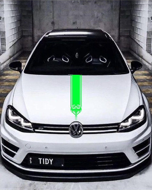 Oto Kaput Şerit Özel Sticker Kılçık Tasarımlı Yeşil 15*60 Cm