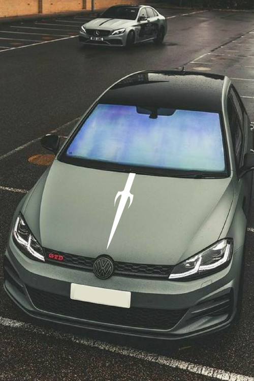 Oto Kaput Şerit Özel Sticker Kılıç Tasarımlı Beyaz 25*60 Cm