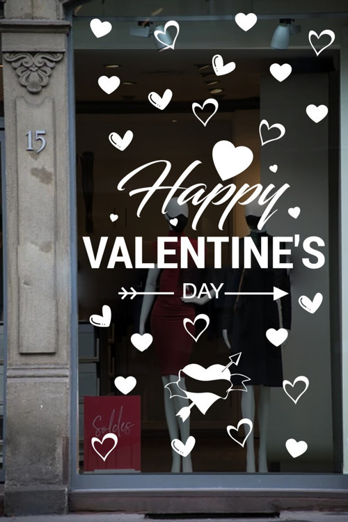 Happy Valentine'S Day Sevgililer Günü Özel Sticker Kalp, Love, I Love You Cam, Duvar Etiket Seti