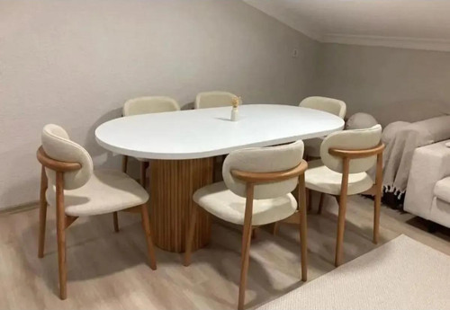6'LI AHŞAP BOHEM MASA TAKIMI MASA SANDALYE AHŞAP TAKIM AHŞAP SANDALYE