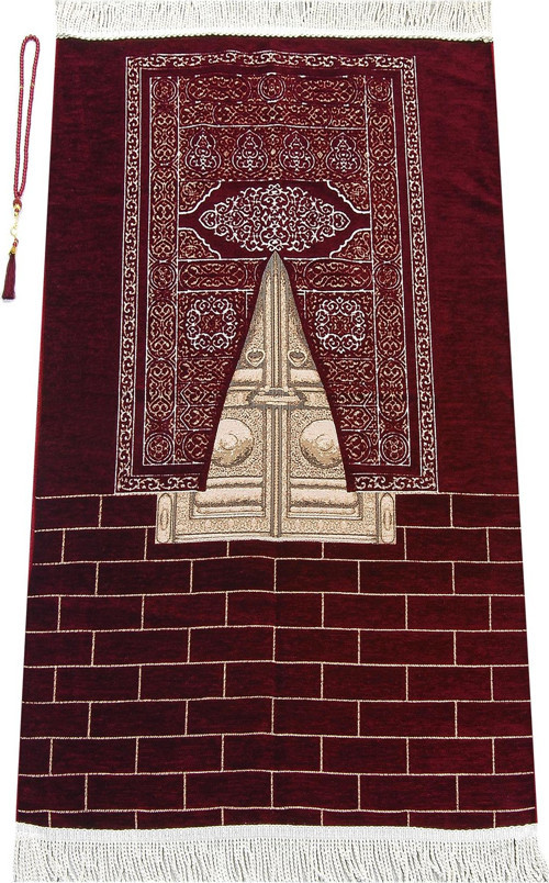 Kabe Kapısı Modeli Desenli Şönil Seccade Bordo