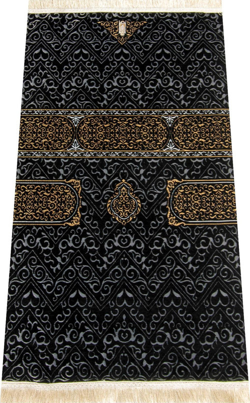 Kabe Desenli Ultra Plus Siyah Şönil Seccade 6