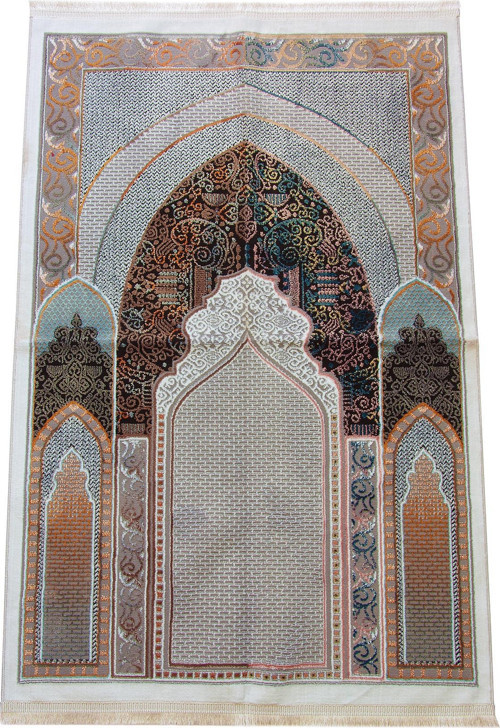 Geleneksel Desenli Hediyelik Halı Tipi Dokuma Seccade Kahverengi