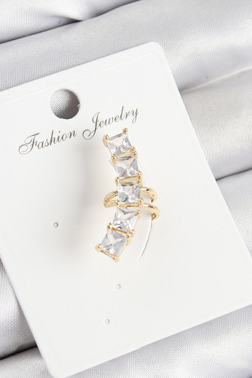 Pirinç Zirkon Taşlı Renk Sağ Kıkırdak Küpe