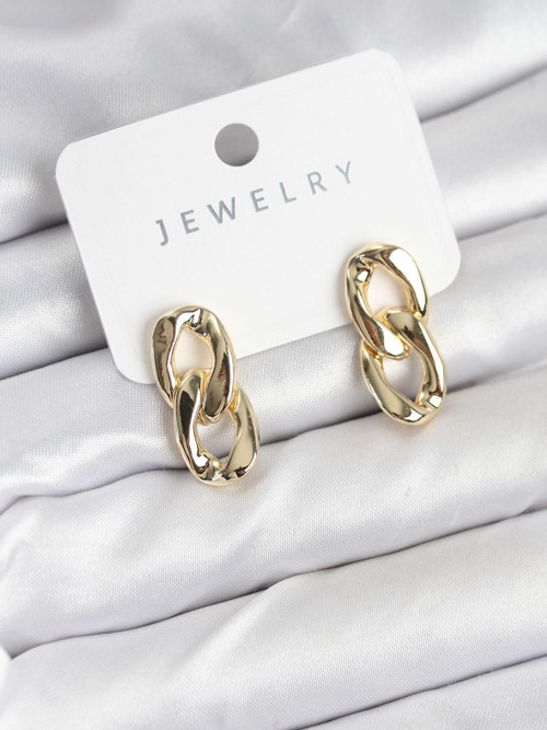 Pirinç Renk Zincir Kadın Küpe