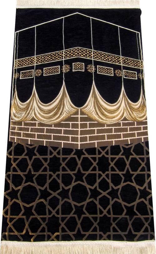 Kabe Desenli Ultra Plus Siyah Şönil Seccade 2