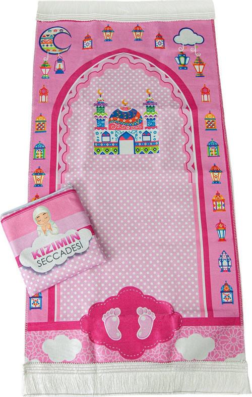 Çantalı Kızımın Çocuk Seccadesi Pembe