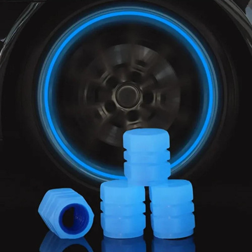Fosforlu Floresan Led Yeşil Pilsiz Araba Motorsiklet Lastik Sibop Kapaği Mavi