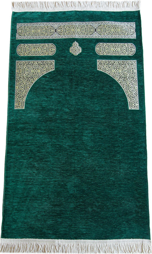 Kabe Desenli Örgü Püsküllü Şönil Seccade Yeşil