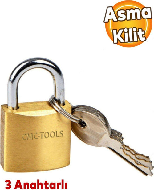 Cmc Sarı Asma Kilit 3 Anahtarlı 38 Mm