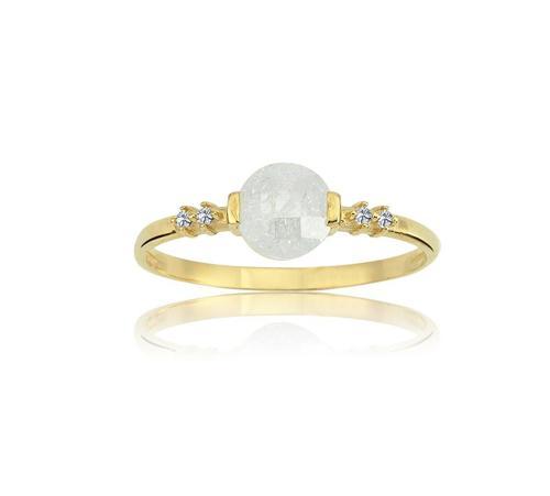 Gümüş Yüzük - Yuvarlak Beyaz Kristal Gümüş Yüzük