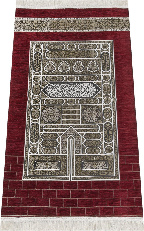 Kabe Kapısı Desenli Şönil Seccade-Kırmızı Renk