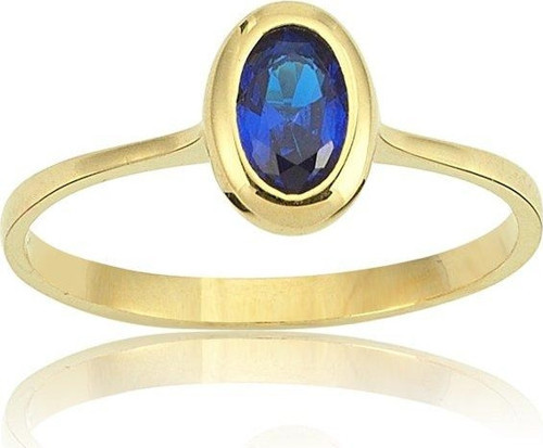 Gümüş Yüzük - 0.60 CT Oval Safir 925 Ayar Gümüş Tektaş Yüzük- Oval Safir 925 Ayar Tektaş Gümüş Yüzük