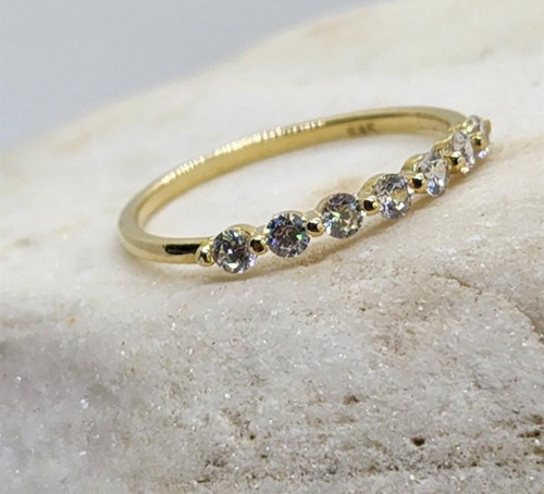 925 Ayar Kadın Gümüş-Yeditaşlı Minimal Alyans Moden Eklem Yüzügü-925 Gümüş Hediye Yüzük Roz Gümüş-0,30 CT Pırlanta Yeditaş Alyans Zirkon Yüzük