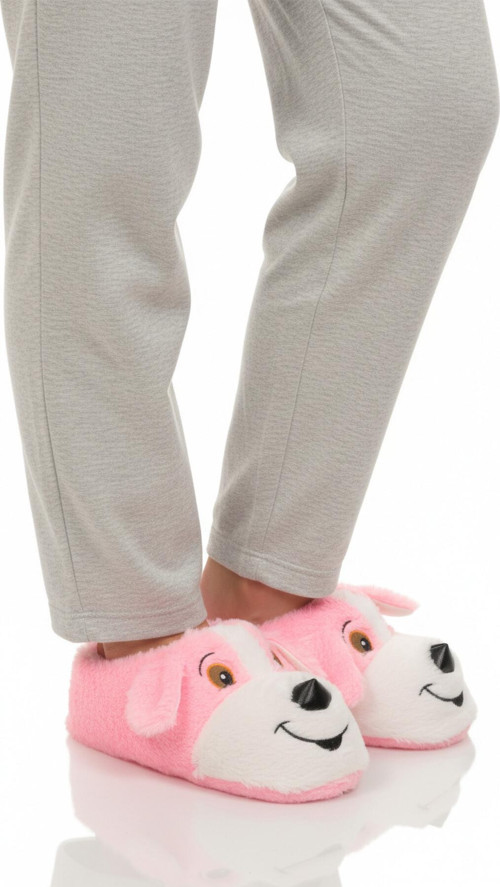 Pembe Köpek Desenli Unisex Panduf 26K001