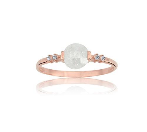 Gümüş Yüzük - Yuvarlak Beyaz Kristal Gümüş Yüzük