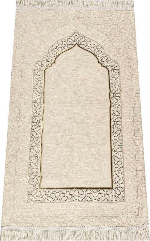 Mihrap Desenli Astarlı Şönil Seccade - Krem
