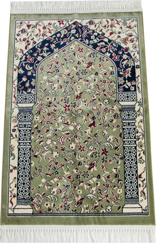 Ravza Desenli Halı Tipi Dokuma Seccade - Yeşil