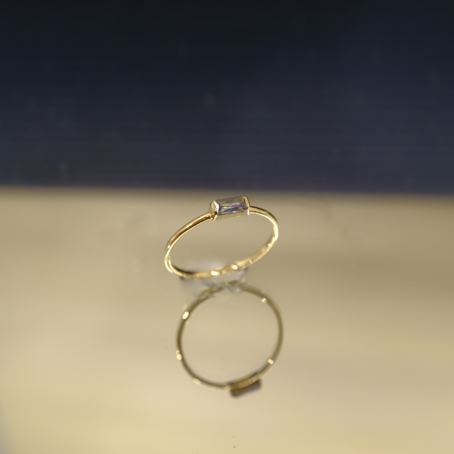 Gümüş Mistik Topaz( Aleksandrit) Baget Tek Taş Yüzük-Minimal Eklem Yüzügü