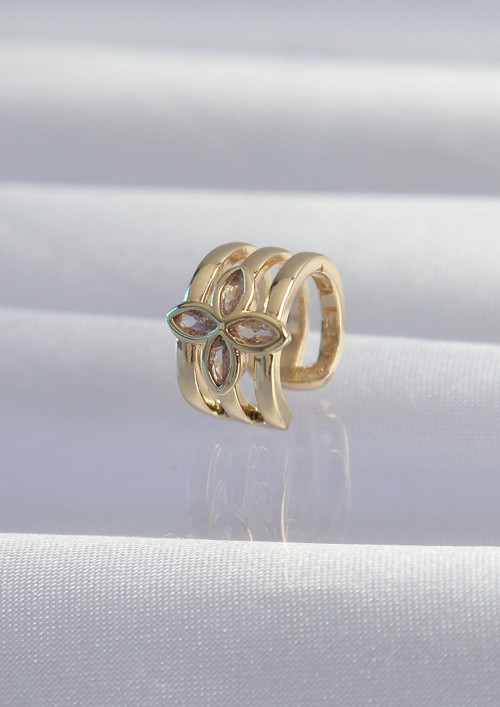Pirinç Renk Yonca Earcuff Küpe