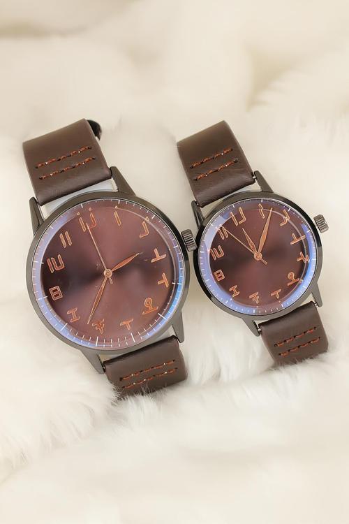 Kahverengi Deri Kordonlu Rose Metal Kasa Sevgili Saatleri