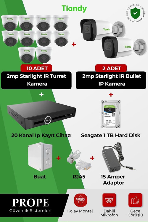 TİANDY 12 KAMERALI FULL SİSTEM PAKETİ