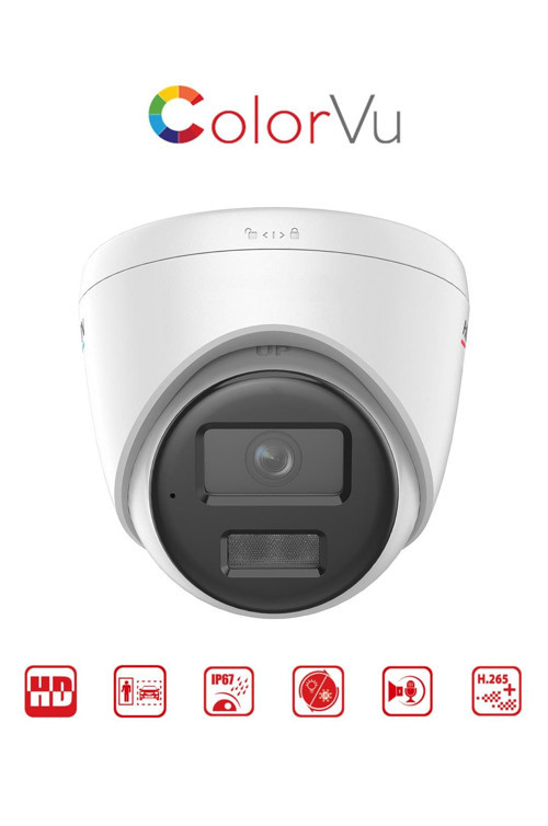 HIKVISION DS-2CD1327G2H-LIUF, 2Mpix, 2.8mm Lens, H265+, 30Mt Gece Görüşü, Color Vu, Smart Hybrid Light, Full Time Color, Dahili Mikrofon, Dome IP Kamera
